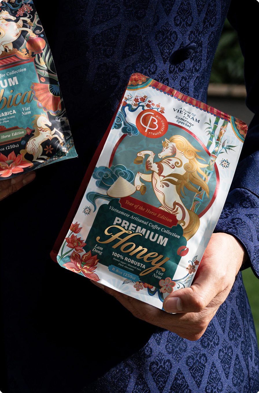 Premium coffee packaging design by thirsty fox and Bui Coffee Supply