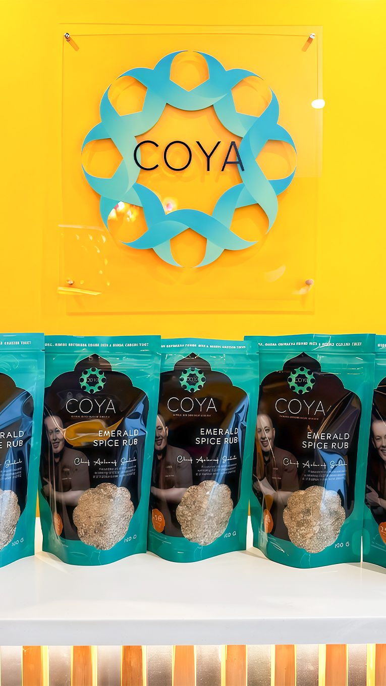 COYA Sydney restaurant spice packaging design by thirsty fox